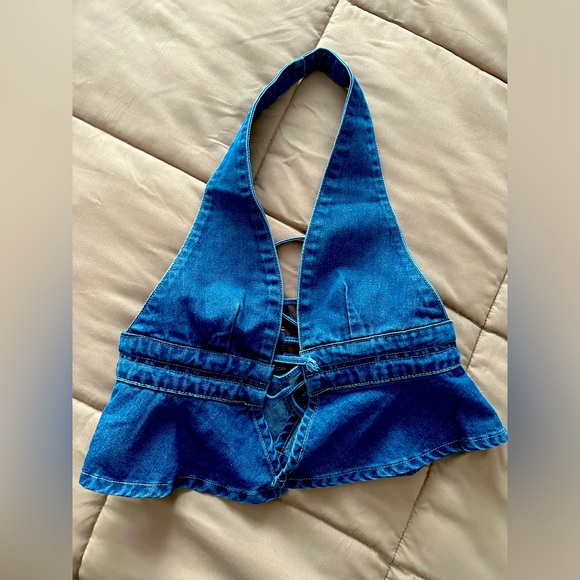 New Without Tags Jean Halter Tie Top - Picture 1 of 2